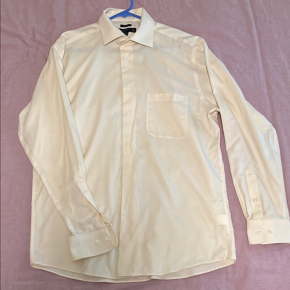 Pronto Uomo Yellow Dress Shirt Classic Collar Cotton